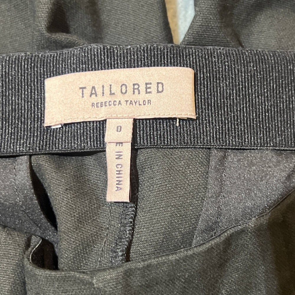 Rebecca Taylor TAILORED Pants Women Sz 0 Black Trouser Dress Skinny Side Zip - Picture 8 of 11